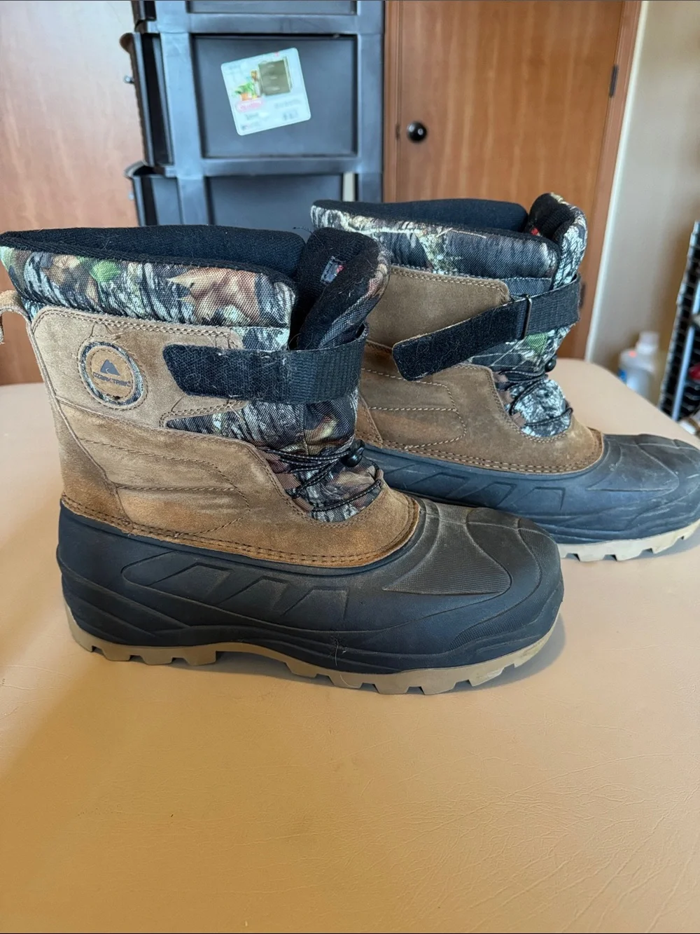 Ozark Trail Brown and Black Men's Rain & Snow Boots with Camouflage Upper